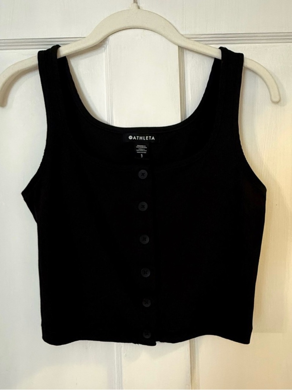 Athleta Black Button-Front Crop Tank